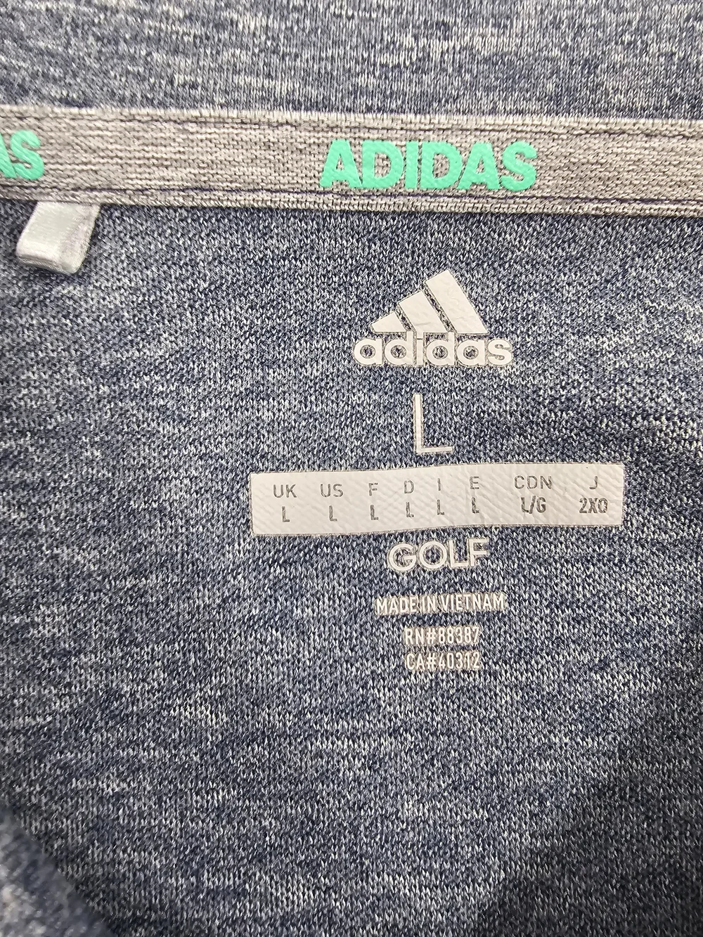 Adidas Golf Polo Teal Contrast Stitching Logo Men's Large Heather Blue Shirt